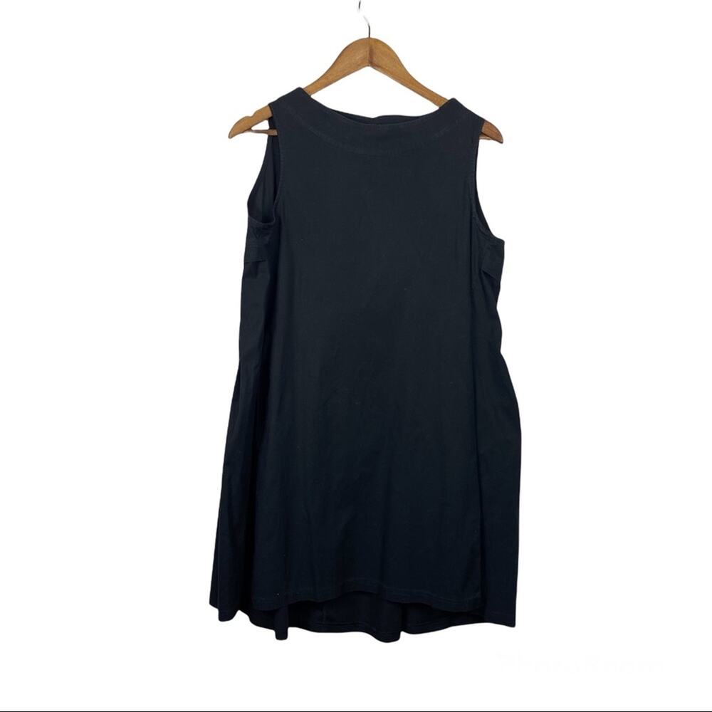 AMICI Italy Cotton‎ Black Long Tunic Dress Small Lagenlook Minimalist